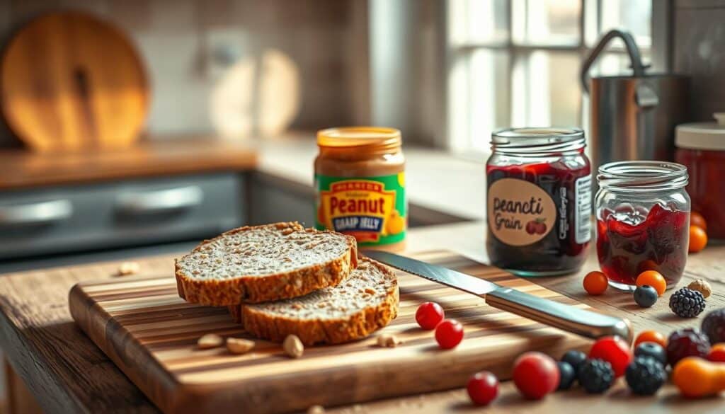 Bread Grain PB&J Sandwich Preparation