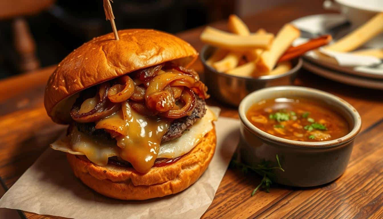 French onion soup burger