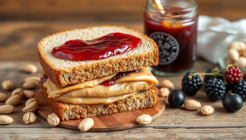 Homemade Peanut Butter and Jelly Sandwich