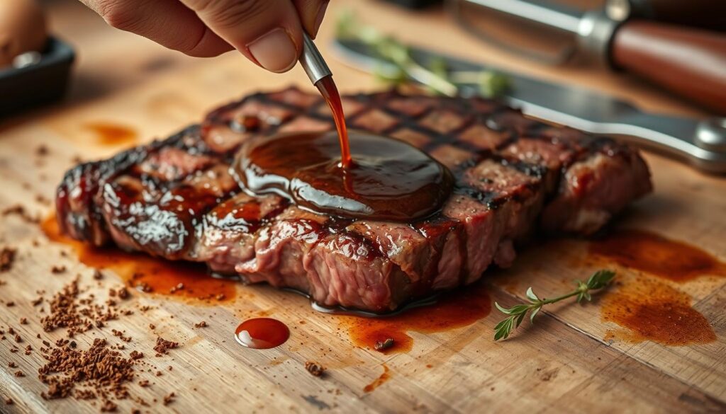 Applying meat marinade