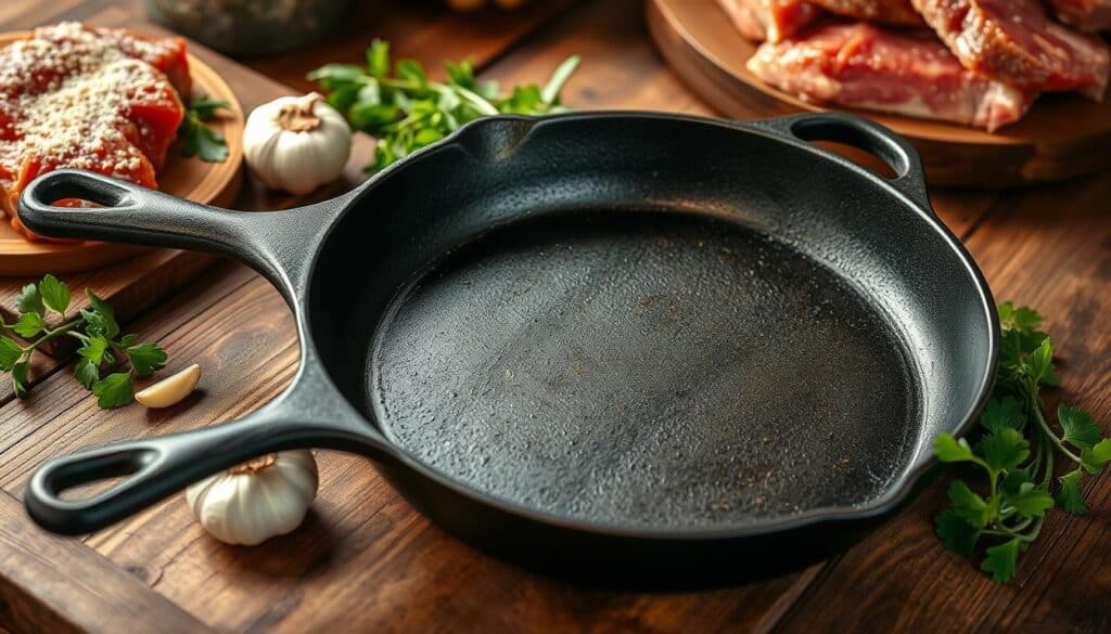 Cast iron skillet for steak cooking