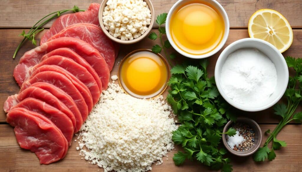 Essential ingredients for Beef Milanesa