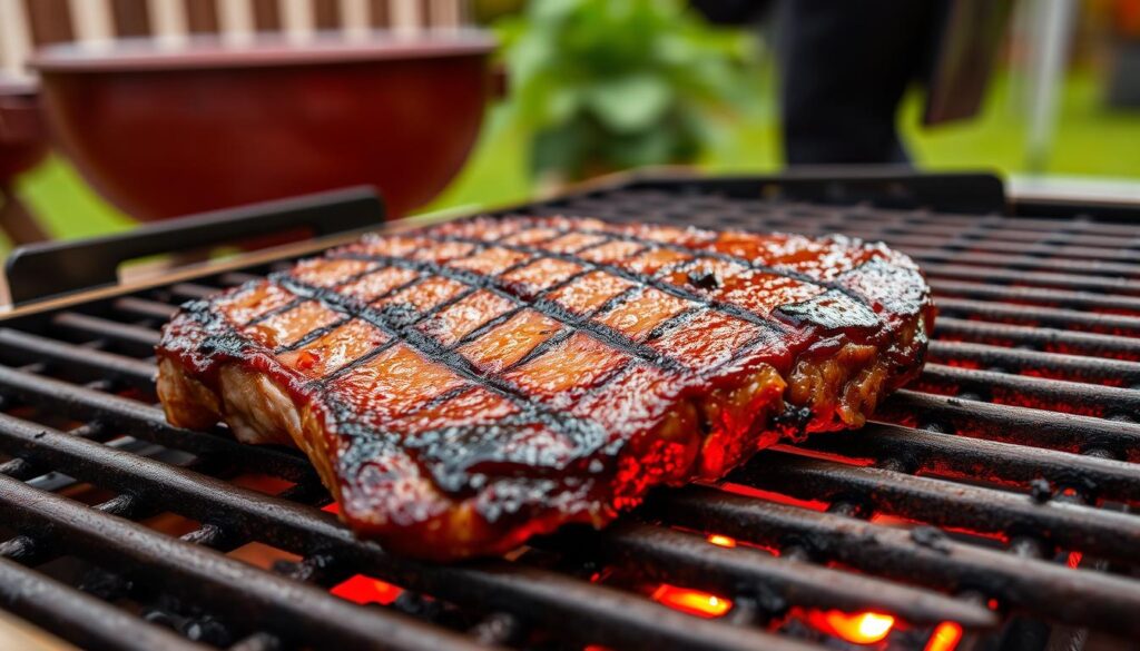 Grilled Ribeye on hot grill