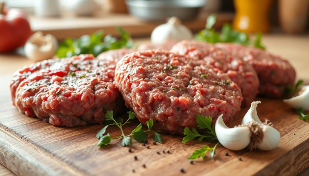 Ground beef patties for Salisbury steak