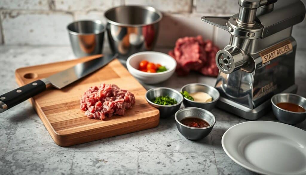 Kitchen equipment for steak tartare