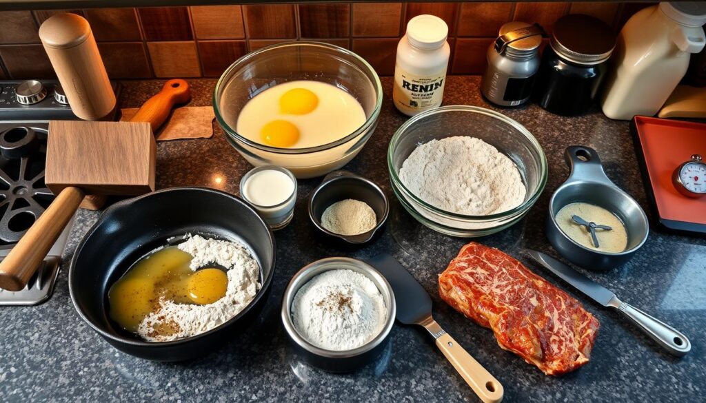 Kitchen tools for Deep Fried Steaks