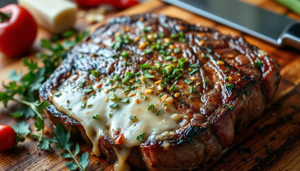 Pepper Jack-Stuffed Steak preparation