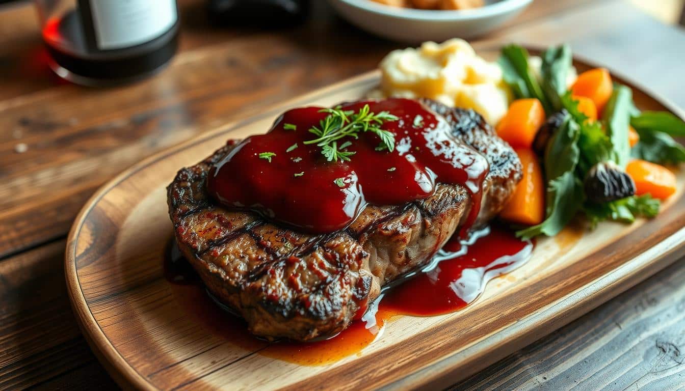 Peppered Steak with Red Wine Sauce