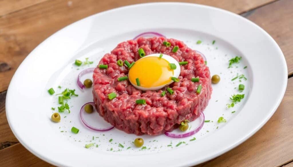 Steak tartare presentation