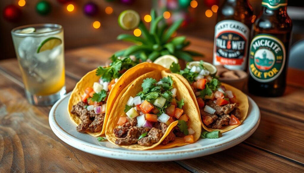 Taco Steak with drink pairings