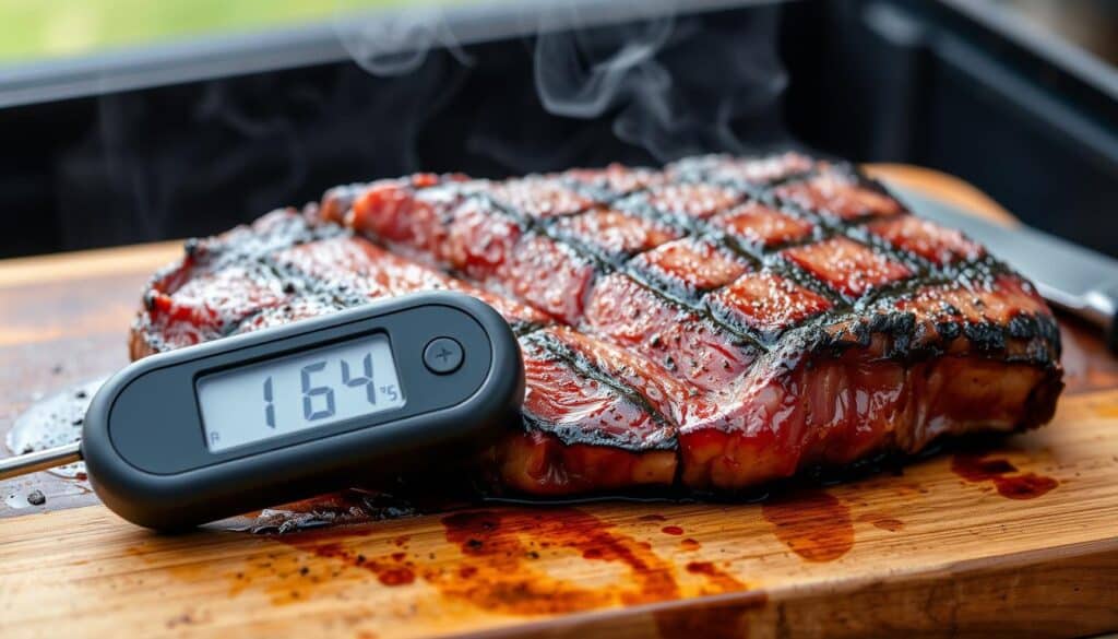 Using a meat thermometer for steak doneness